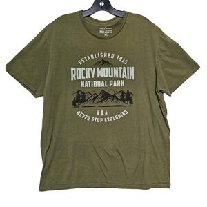 General Standard Rocky Mountain National Park Graphic Tee Green XL USA‎ Made